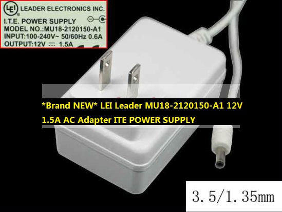 *Brand NEW* LEI Leader MU18-2120150-A1 12V 1.5A AC Adapter ITE POWER SUPPLY - Click Image to Close
